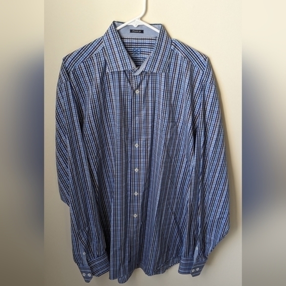 BUGATCHI PLAID DRESS BUTTON DOWN WITH FLIP CUFF Size 2XL  Excellent condition - Picture 1 of 5